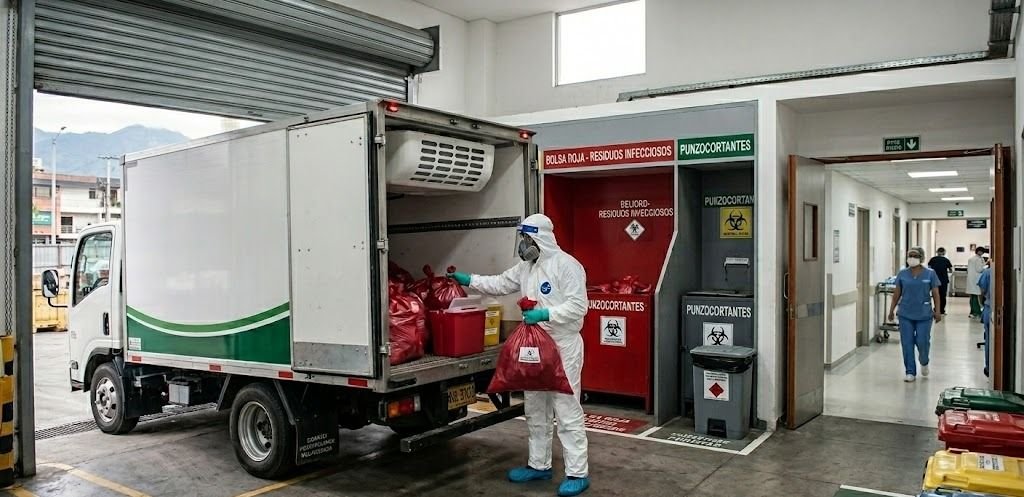 Gestión de residuos industriales en Usaquén enfocada en la recolección y logística de desechos hospitalarios e infecciosos.