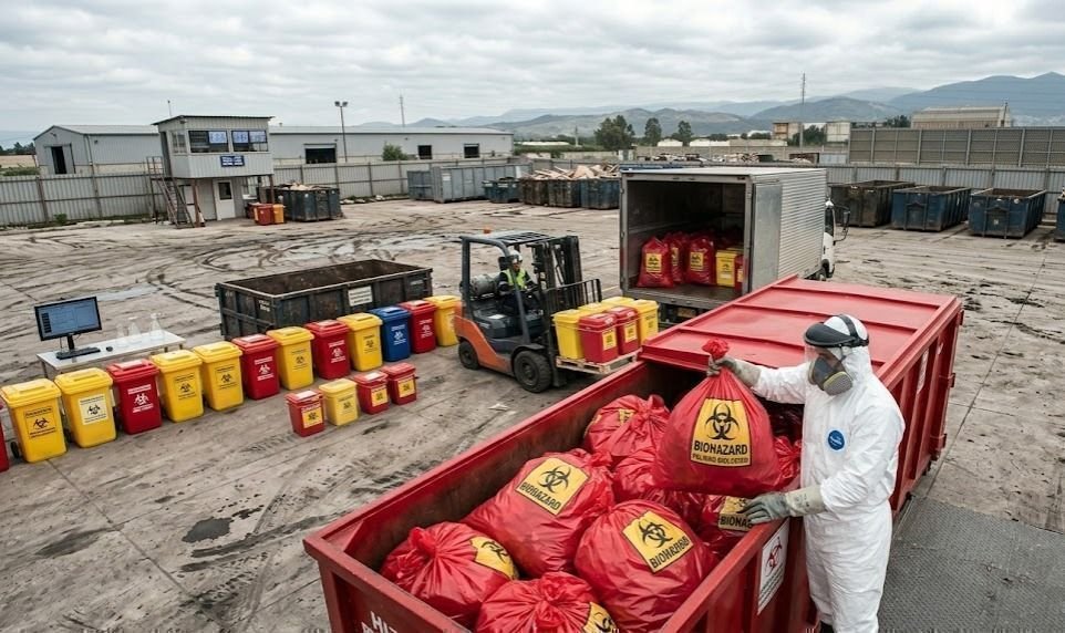 Gestión de residuos industriales en Chapinero especializada en el manejo de desechos hospitalarios y biológicos en bolsas rojas de seguridad.